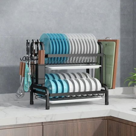 Cele mai noi - Scurgator vase pe doua nivele cu suport tacamuri