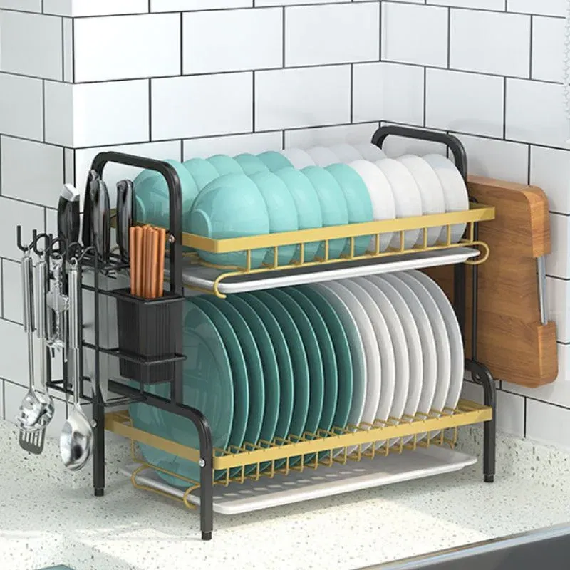 Cele mai noi - Scurgator vase pe doua nivele cu suport tacamuri