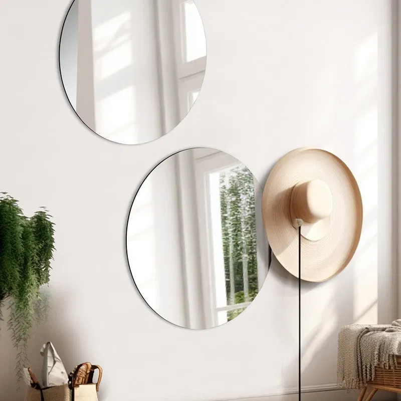 Set 2 oglinzi rotunde, argintii, 30 cm diametru, acrilice, decor modern [2]