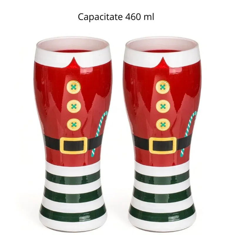 Set 2 pahare bere, costumul lui Mos Craciun [4]