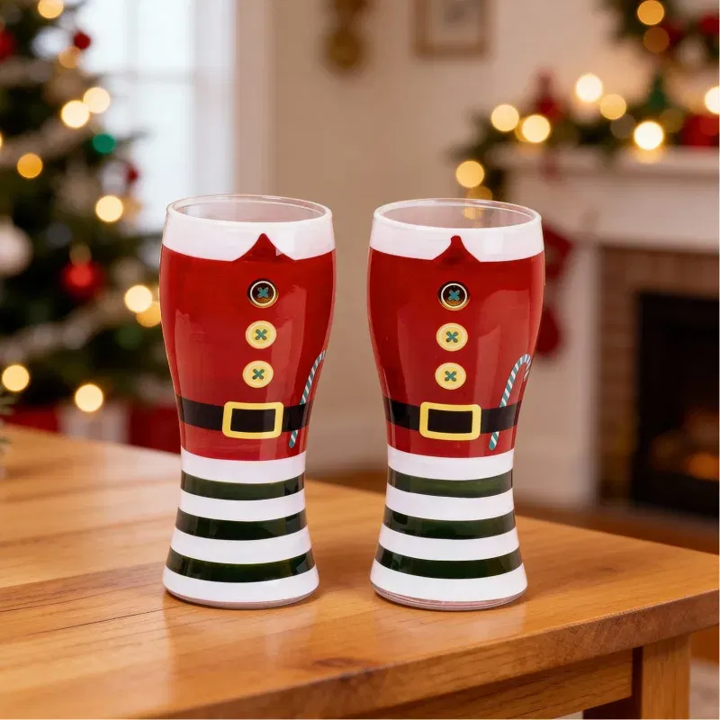 Set 2 pahare bere, costumul lui Mos Craciun [0]