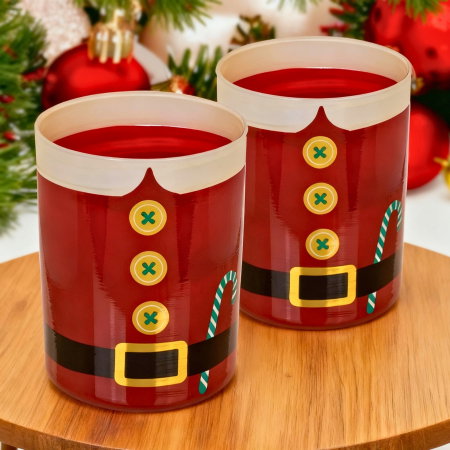 Cadouri pentru Bunici - Set 2 Pahare whiskey costumul lui Mos Craciun