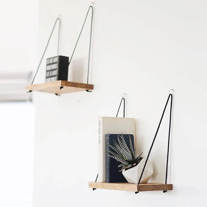 Set 2 rafturi de perete, nuc, 40 cm, design modern cu suport metalic [0]