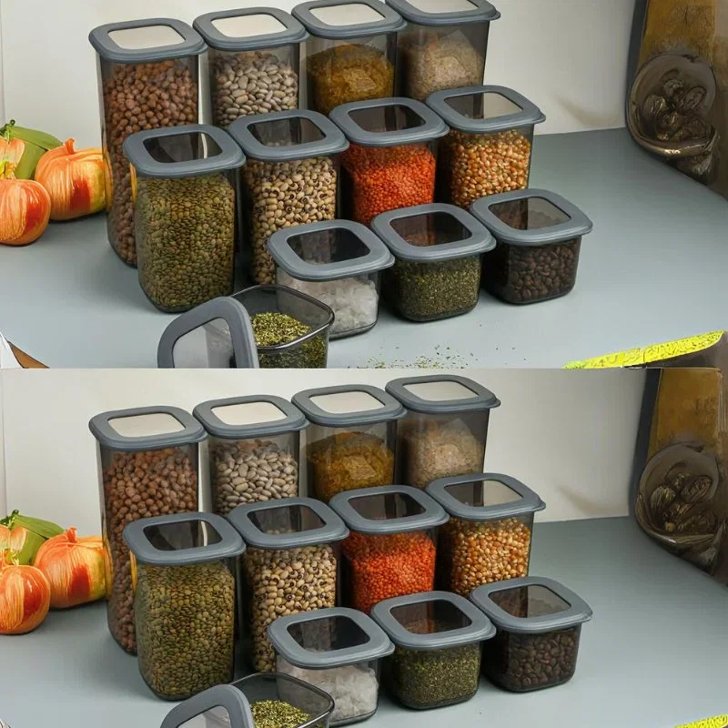Cele mai noi - Set 24 cutii organizare alimente  Gri