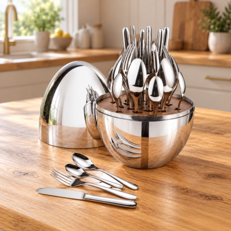 Cadouri Craciun Pentru Femei - Set 24 tacamuri premium cu suport argintiu