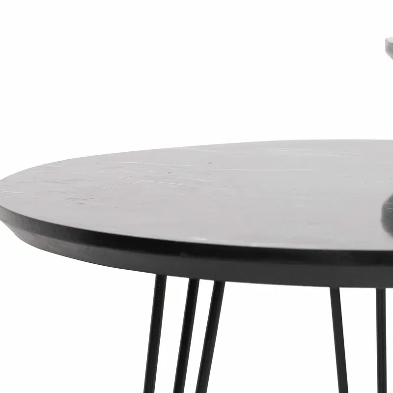 Set 3 masute rotunde Siyah gri-negru, design modern, picioare metalice [5]