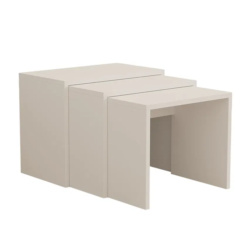 Set 3 masute suprapuse Grops, alb, design minimalist, 50 cm [2]