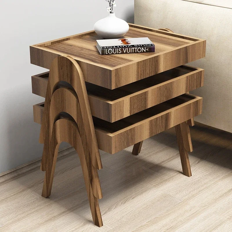 Set 3 mese suprapuse Roma, design modern, finisaj nuc, 53 cm [2]