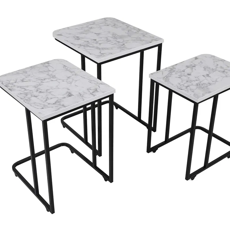 Set 3 mese suprapuse Zigon, alb negru, structura metalica [3]