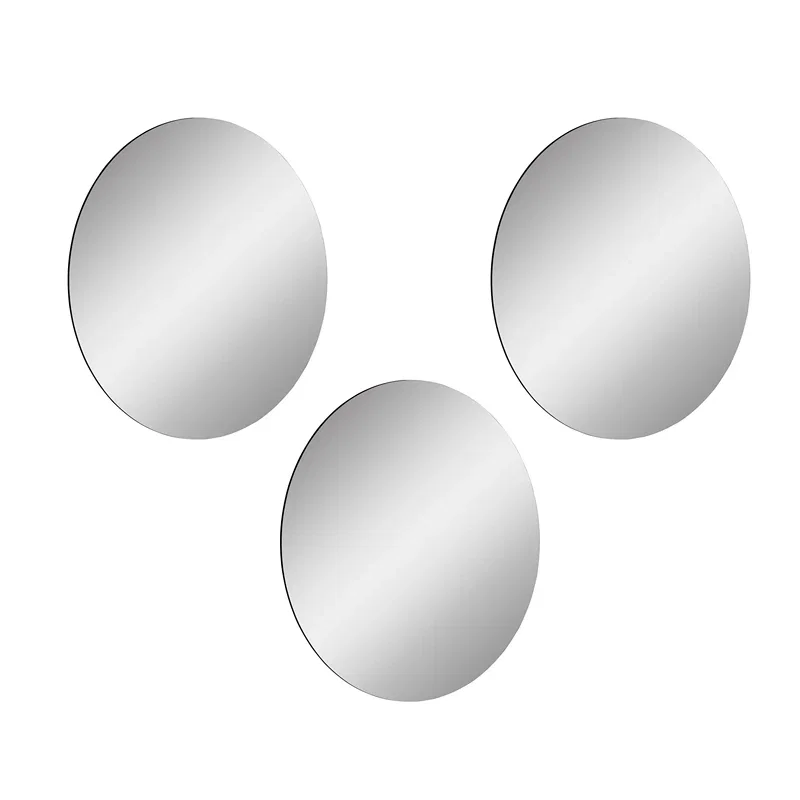 Set 3 oglinzi rotunde, argintii, 30 cm diametru, acrilice, montaj usor [3]