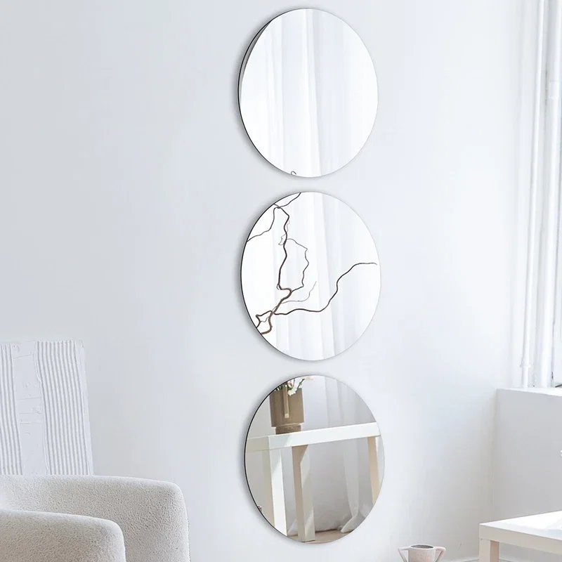 Set 3 oglinzi rotunde, argintii, 30 cm diametru, acrilice, montaj usor [0]