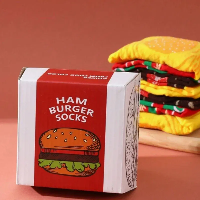 Set 3 perechi sosete amuzante hamburger [5]