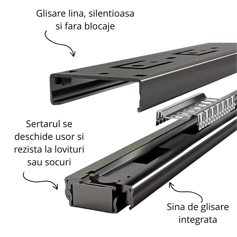 Set 3 sertare glisante soft close, extragere totala [16]