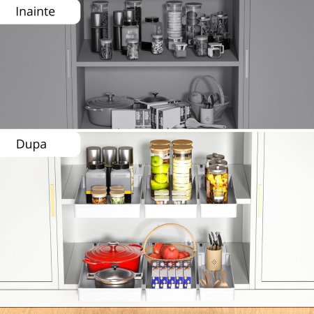 Set 3 sertare glisante soft close, extragere totala [12]