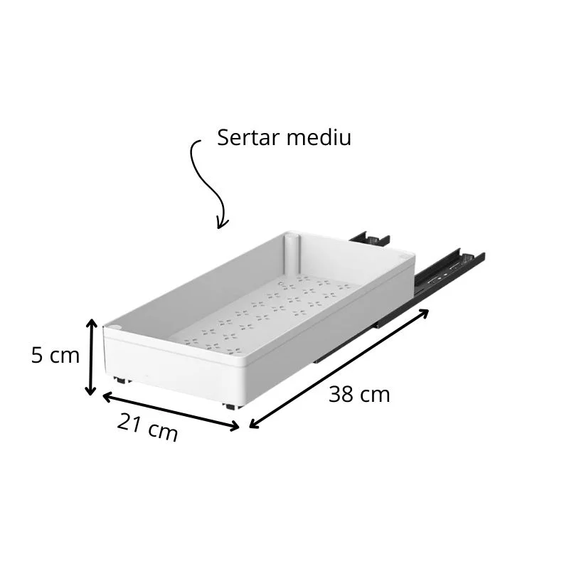 Set 3 sertare glisante soft close, extragere totala [10]