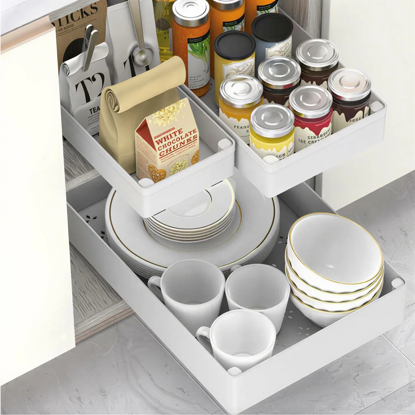 Cadouri pentru Mama - Set 3 sertare glisante soft close, extragere totala