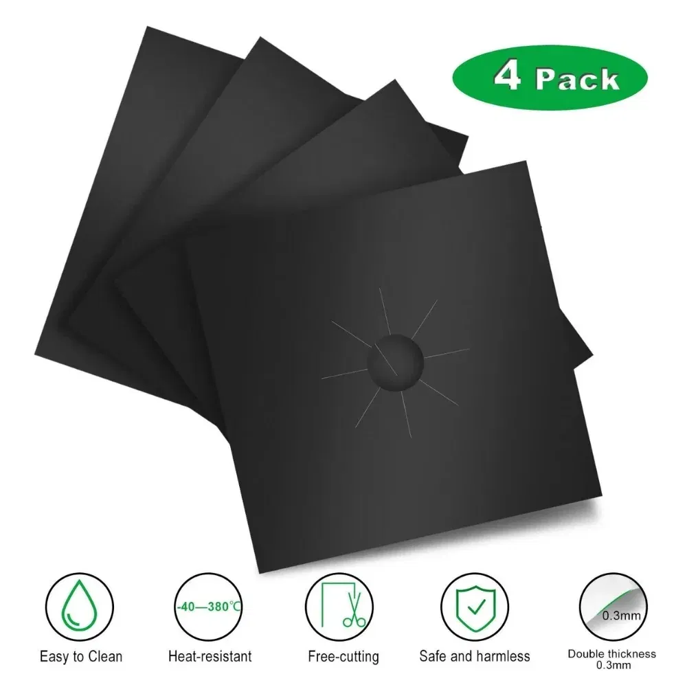Set 4 folii teflon pentru aragaz reutilizabile si lavabile [8]