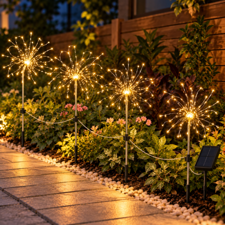 Cadouri pentru Tati - Set 4 lampi solare decorative cu 320 LED-uri, rezistente la apa, IP65