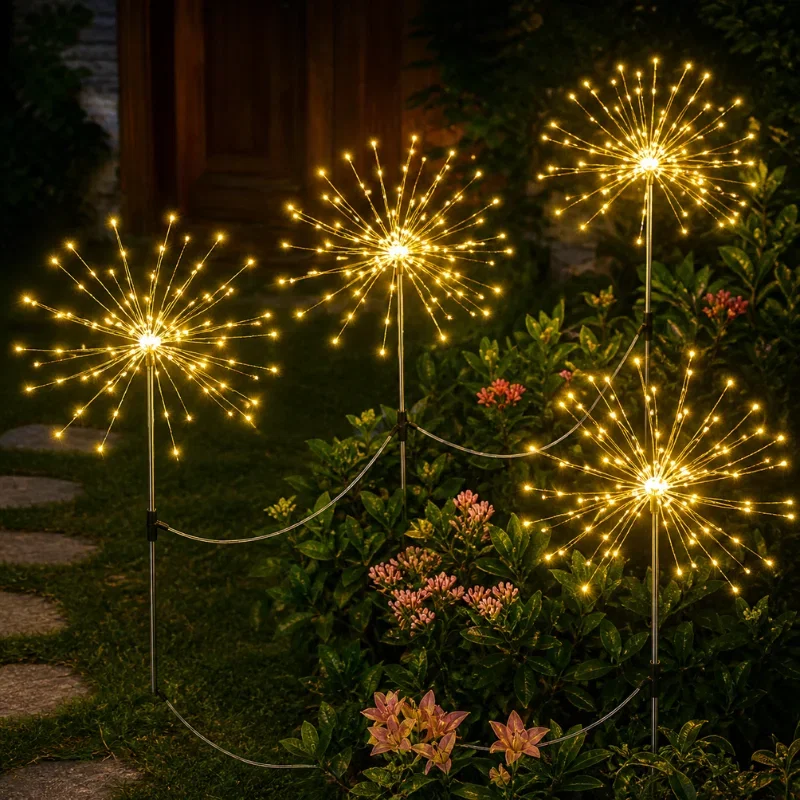 Cadouri pentru Iubita - Set 4 lampi solare decorative cu 320 LED-uri, rezistente la apa, IP65