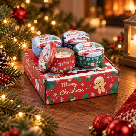Cadouri Pentru Secret Santa - Set 4 Lumanari Parfumate, Christmas Delights