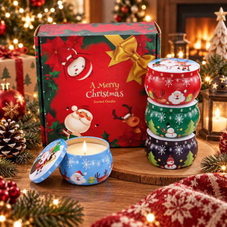 Cadouri Pentru Secret Santa - Set 4 Lumanari Parfumate, Winter Joy