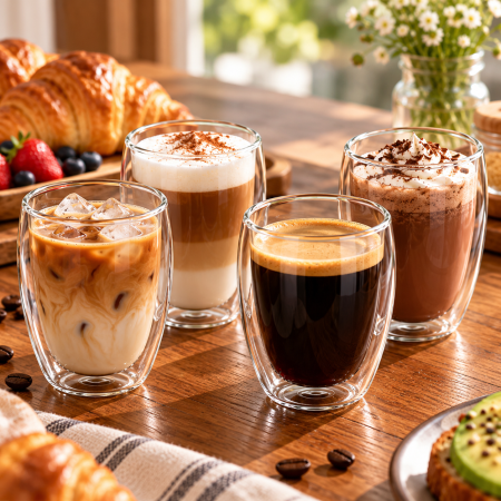 Cadouri de Casa Noua - Set 4 Pahare Cafea cu Pereti Dubli 350 ml