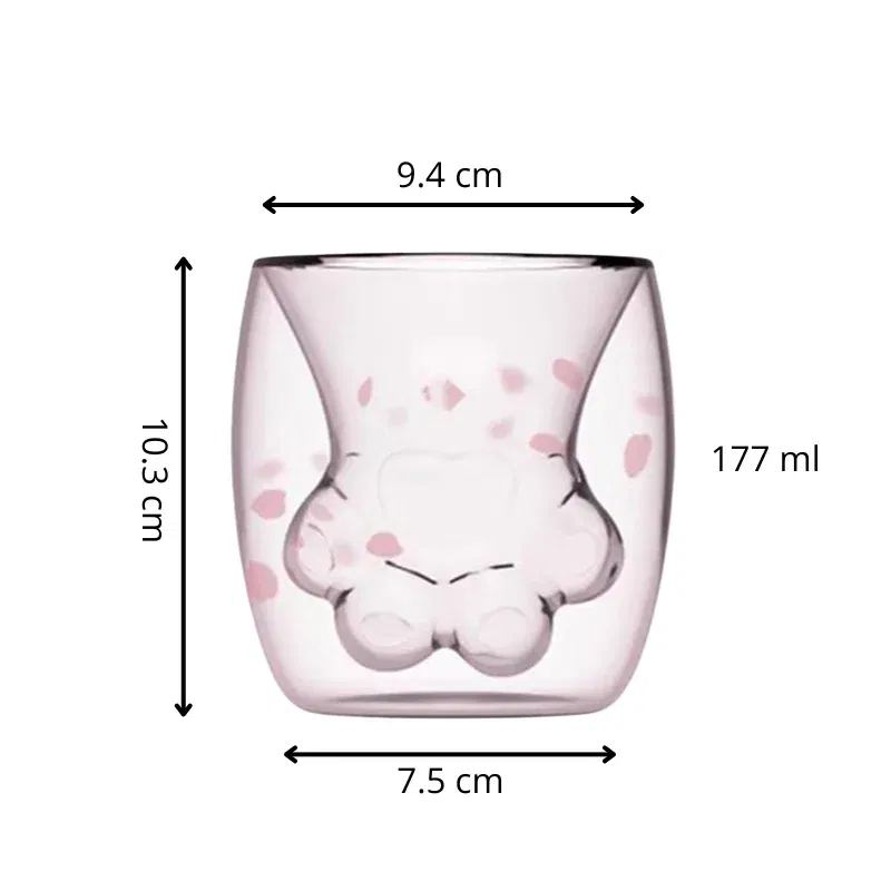 Set 4 Pahare cu Pereti Dubli Kitty Paw [8]