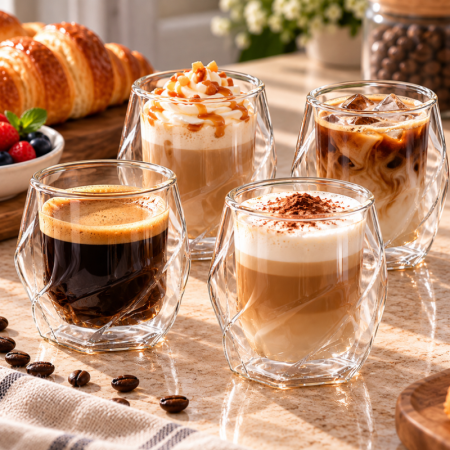 Cadouri de Casa Noua - Set 4 Pahare cu Pereti Dubli Twisted