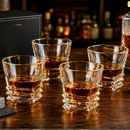 Cadouri pentru Tati - Set 4 Pahare whiskey Luxury Layers