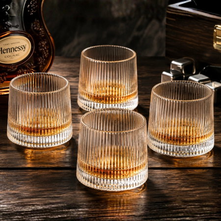 Cele mai noi - Set 4 Pahare whiskey Rotating Vertical