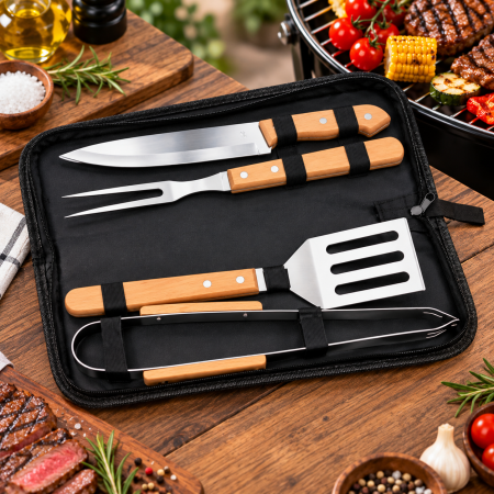 Cadouri pentru Tati - Set 4 ustensile gratar cu husa Oxford