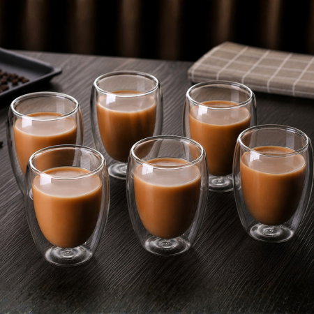 Cadouri de Casa Noua - Set 6 Pahare Cafea cu Pereti Dubli 350 ml