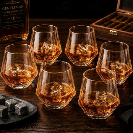 Cadouri de Casa Noua - Set 6 Pahare whiskey design Diamant