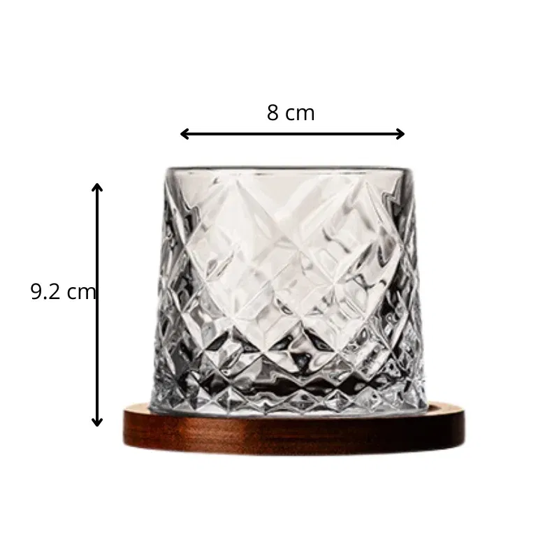 Set 6 Pahare whiskey Diamant cu baza din lemn [9]