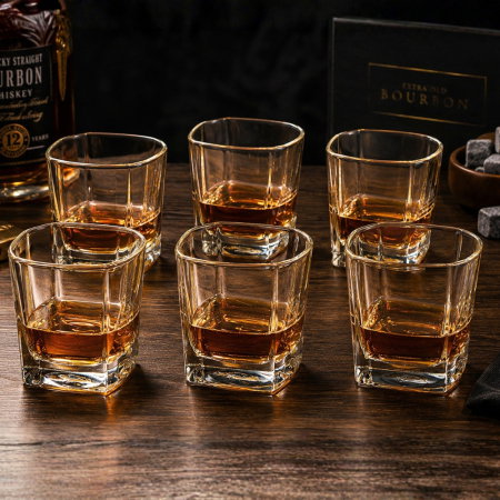 Cadouri pentru Iubit - Set 6 Pahare whiskey Large Square