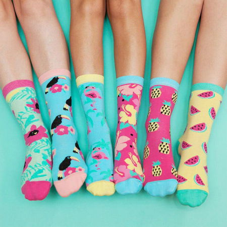 Cadouri pentru Mama - Set 6 Sosete cu Design Tropical