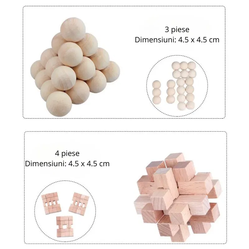 Set 9 Puzzle-uri din Lemn Kongming [5]