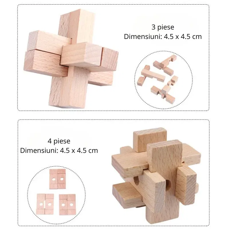 Set 9 Puzzle-uri din Lemn Kongming [4]