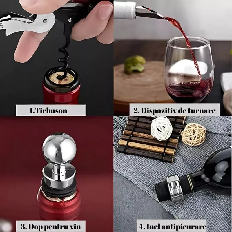 Set accesorii vin, 4 piese, cutie cadou [4]