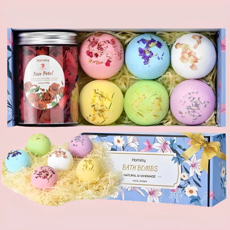 Set cadou 6 bombe de baie si petale naturale de trandafir [0]