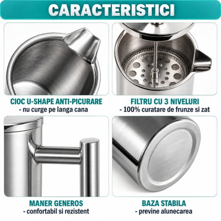 Set cadou Cafea cu Stil Infuzor si accesorii Silver [8]