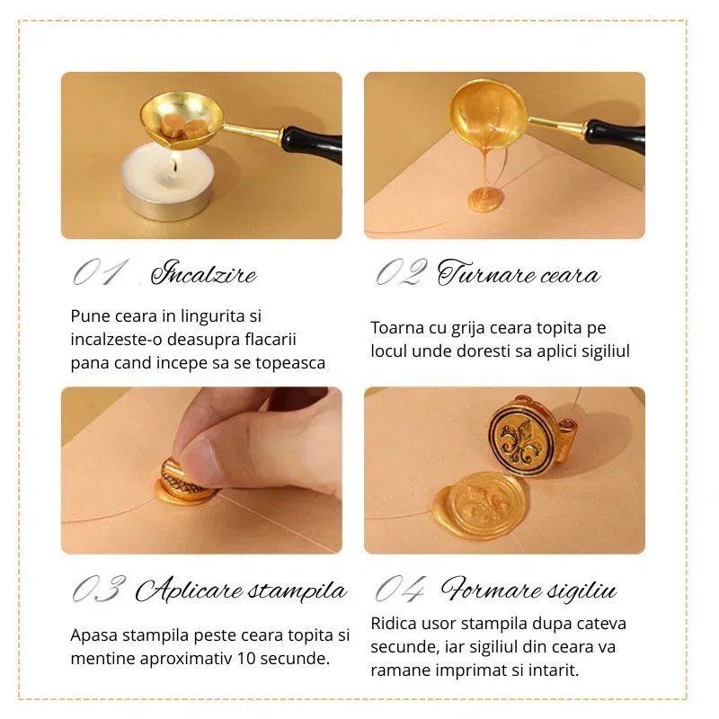 Set cadou Caligrafie cu Pana alba cu Bufnita, Cerneala si Set Sigiliu, 7 piese [4]