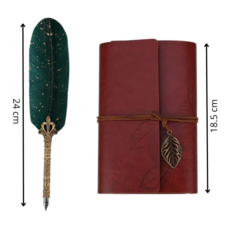 Set cadou Caligrafie Vintage cu Jurnal si Pana Verde [12]