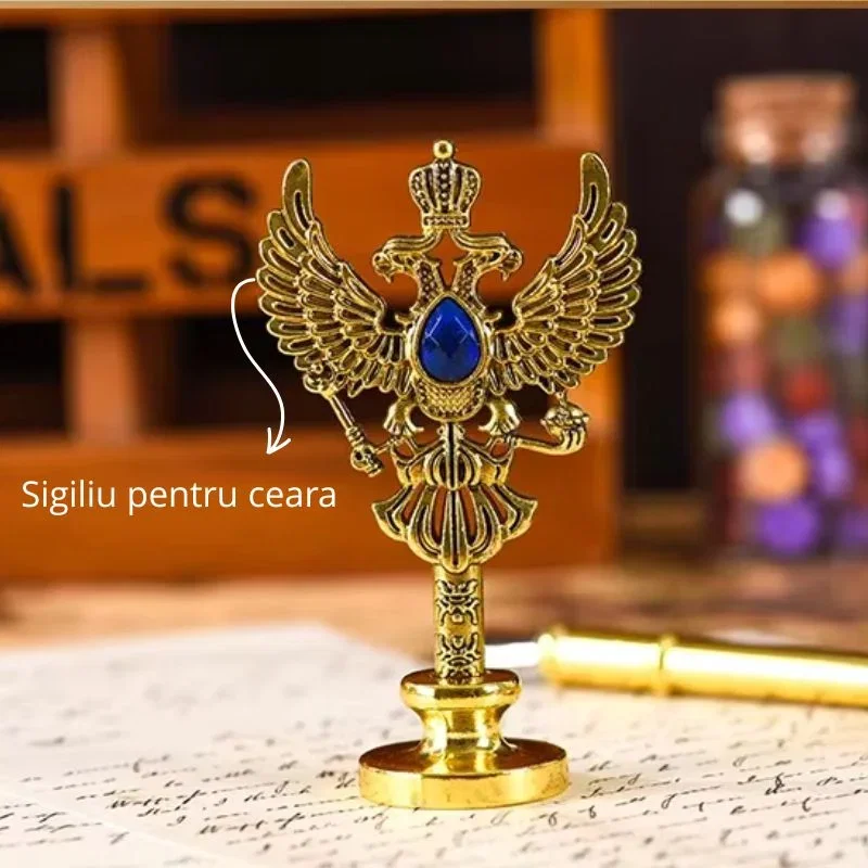 Set cadou Caligrafie Vintage cu Pana albastra, Cerneala, Jurnal si Accesorii Scris, 13 piese [4]