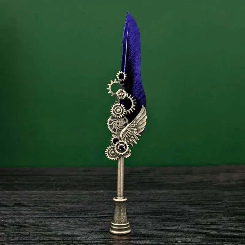 Set cadou Caligrafie Vintage cu Pana albastra si Accesorii [7]