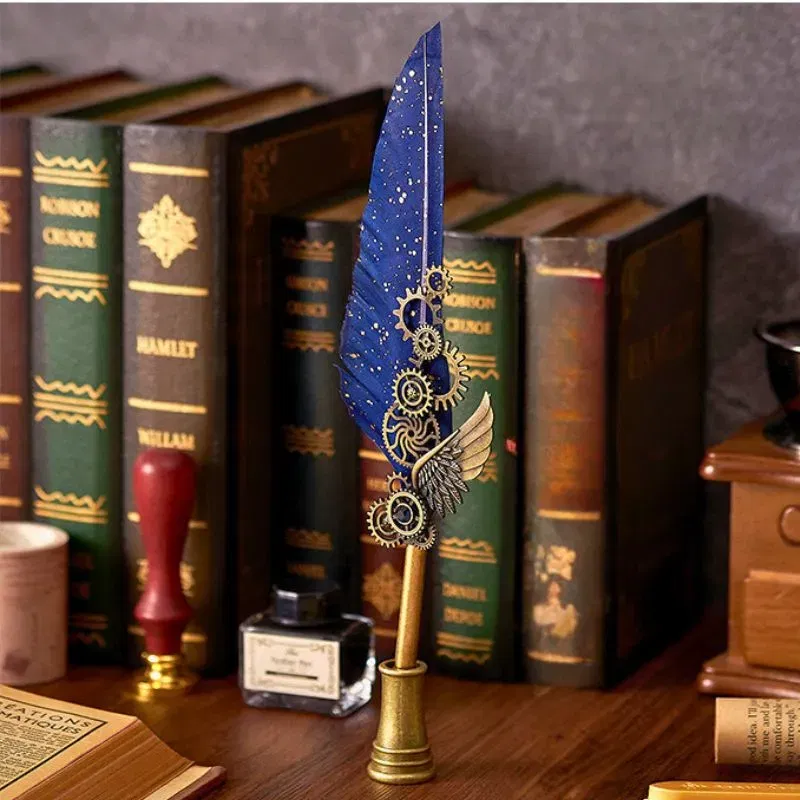 Set cadou Caligrafie Vintage cu Pana albastra si Accesorii [1]