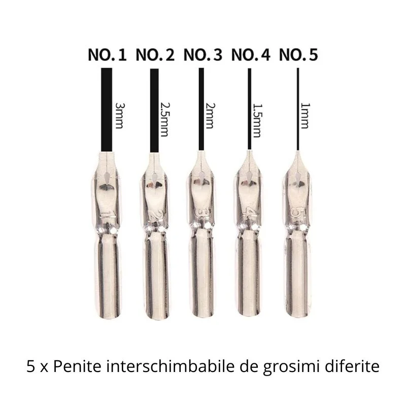 Set cadou Caligrafie Vintage cu Pana paun rosie si Cerneala si Accesorii, 7 piese [7]