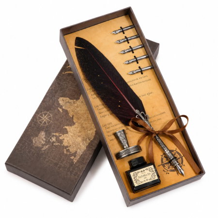 Set cadou Caligrafie Vintage cu Pana rosie si Cerneala si Accesorii, 7 piese [7]