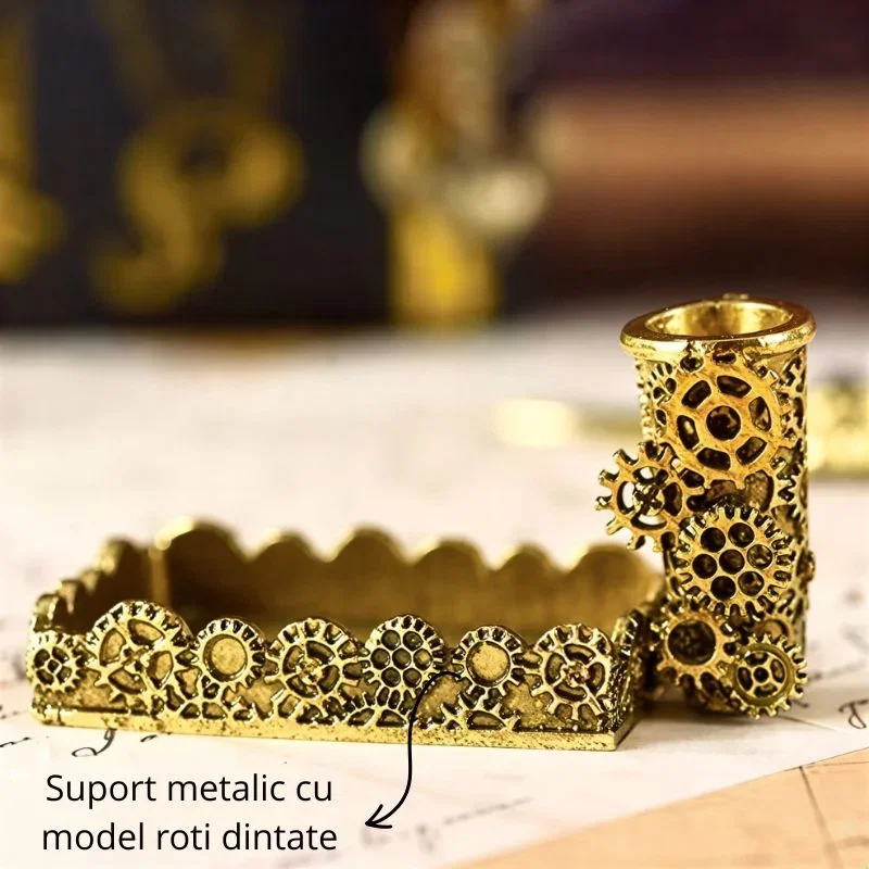 Set cadou Caligrafie Vintage cu Pana verde, Jurnal si Stampila pentru Ceara, Set complet 13 piese [8]