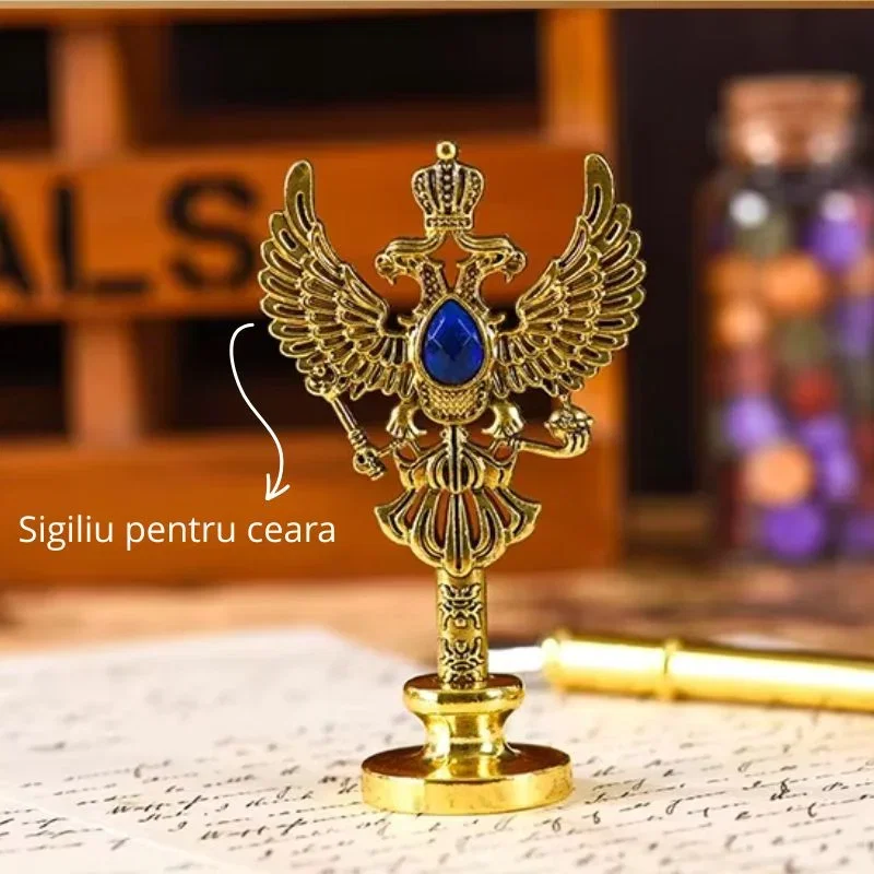 Set cadou Caligrafie Vintage cu Pana verde, Jurnal si Stampila pentru Ceara, Set complet 13 piese [7]